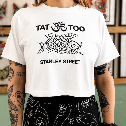 Fish crop top white